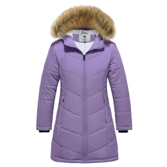 WenVen Girl's Puffer Jacket Padded Puffer Jacket Windproof Winter Coats Purple 8Y