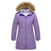 WenVen Girls Puffer Jacket Warm Puffer Coat Winter Outerwear Coat with Hood Purple 10/12Y