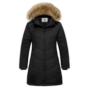 WenVen Girls Winter Coat Fleece Puffer Jacket Windproof Winter Coats Black 10/12Y