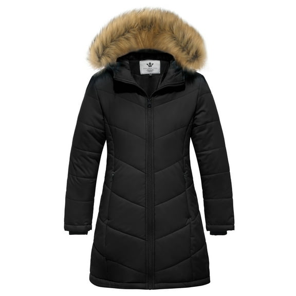 WenVen Girl's Winter Coat Thicken Puffer Jacket Windproof Winter Coats Black 8Y