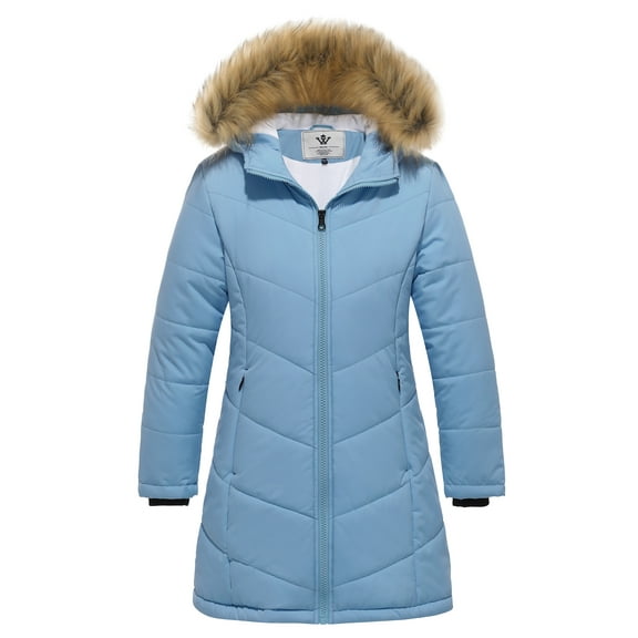 WenVen Girl's Winter Jacket Fleece Puffer Jacket Windproof Winter Coats Blue 14/16Y