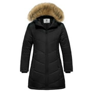 WenVen Girl's Winter Coat Fleece Puffer Jacket Windproof Winter Coats Black 10/12Y