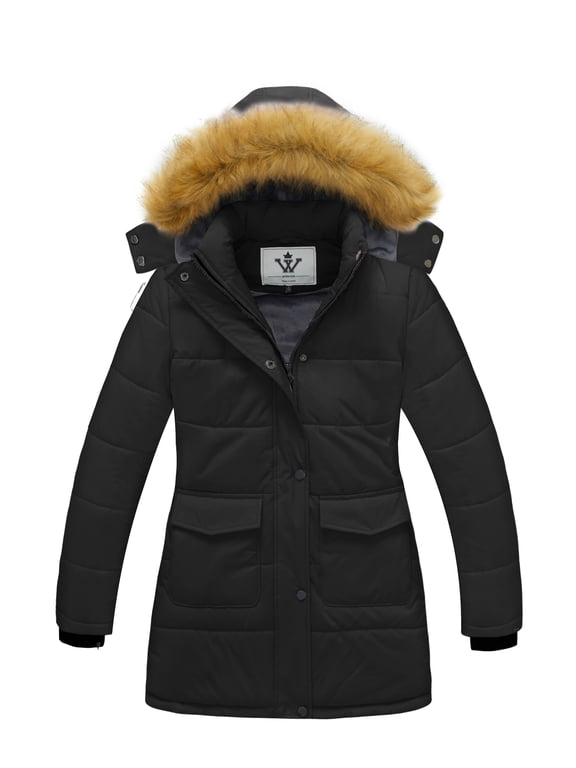 Girl's Winter Coat Warm Puffer Jacket Hooded Waterproof Thicken Parka Black 10/12