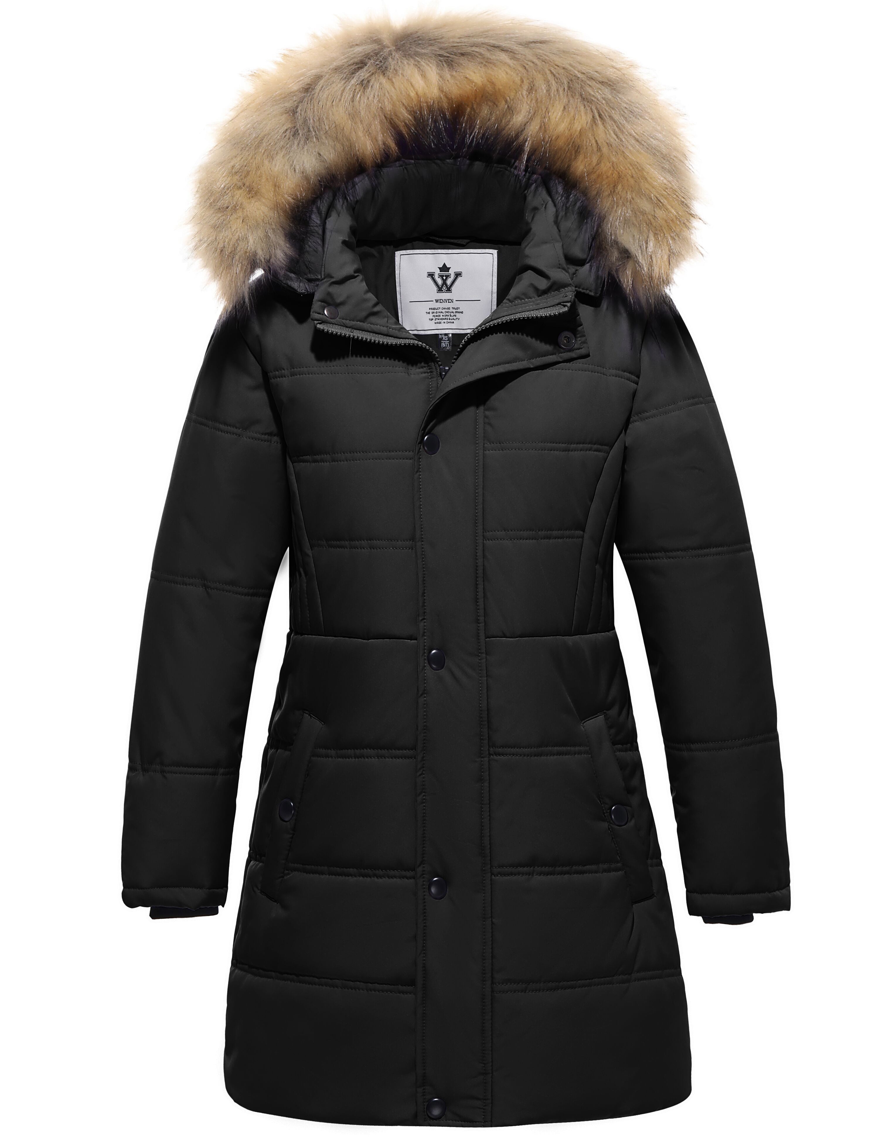 WenVen Girls Winter Coat Warm Puffer Jacket Hooded Waterproof Snow Coat ...