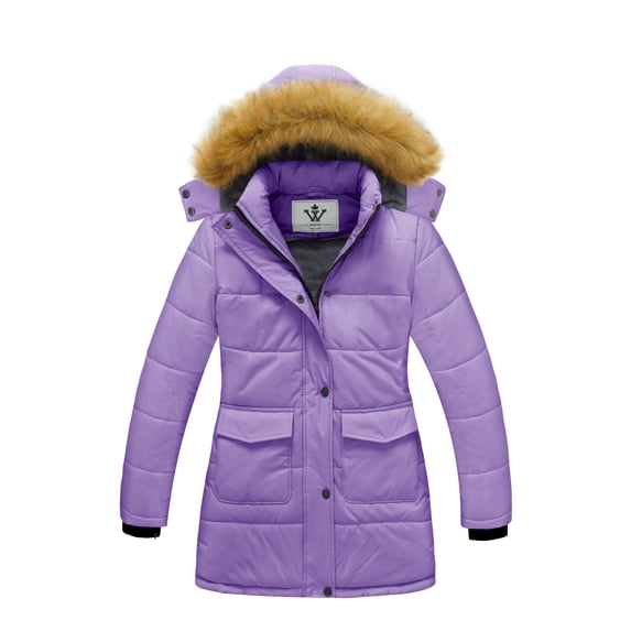 WenVen Girl's Winter Coat Puffer Jacket Warm Snow Parka with Waterproof Hood Purple 8