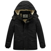 WENVEN Little Boy's Parka Coat Winter Windproof Puffer Coat Hooded Quilted Jacket Black 6/7