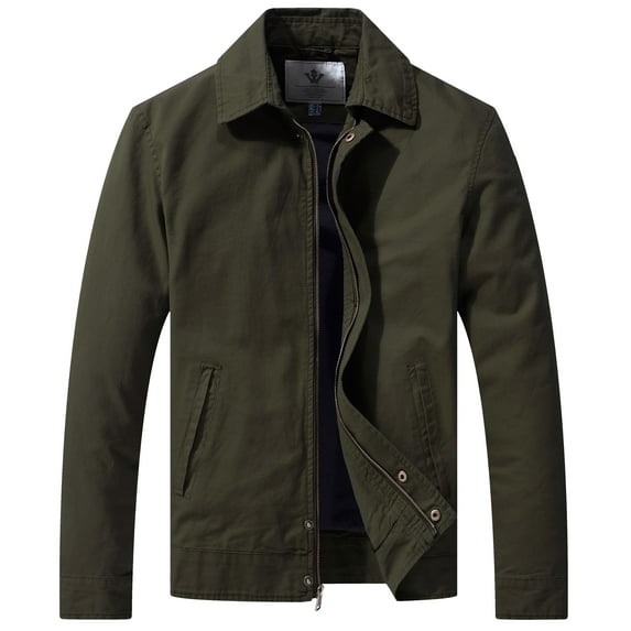 WenVen Men's Big and Tall Fall Cotton Jacket Canvas Work Jacket Green 3XL