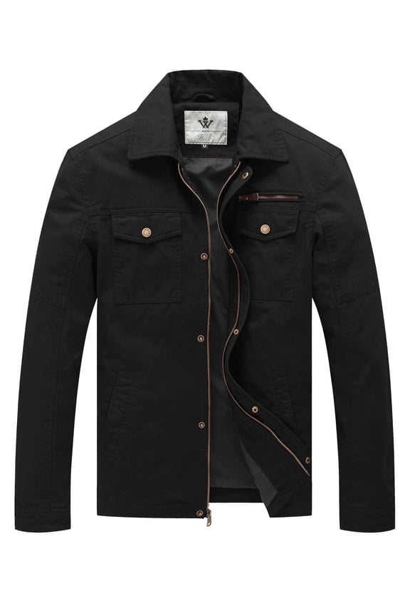 Men's Big and Tall Spring Jacket Lightweight Work Coat Black 2XL