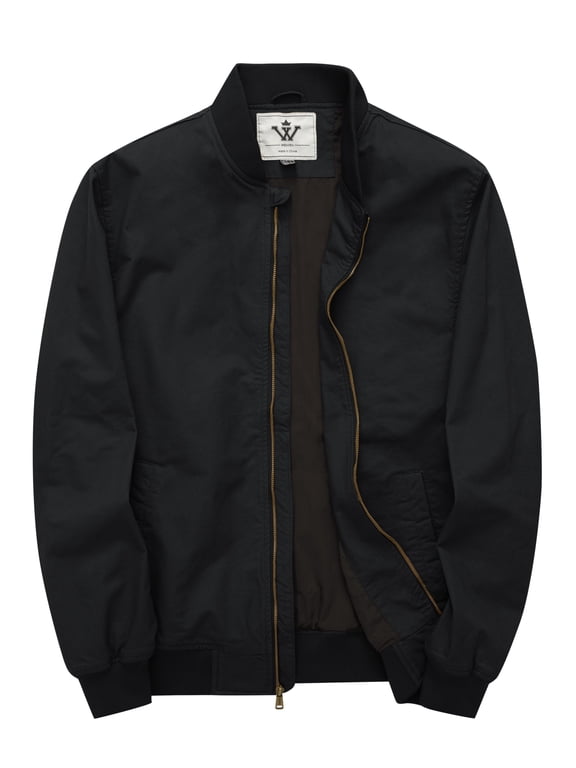 Men's Fall Coat Washed Cotton Jacket Long Sleeve Workout Stand Collar Outerwear Black L