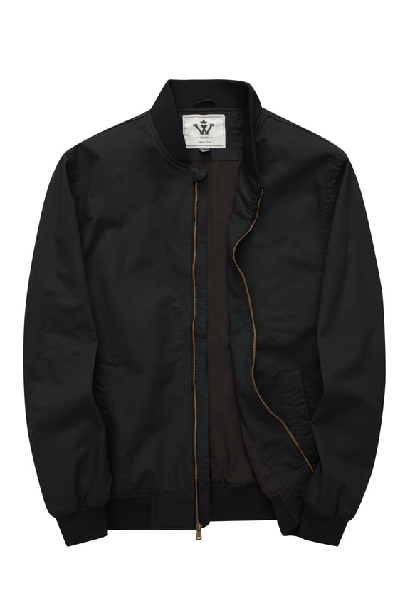 Men's Fall Jacket Bomber Coat Lightweight Long Sleeve Windproof Work Outerwear Black L