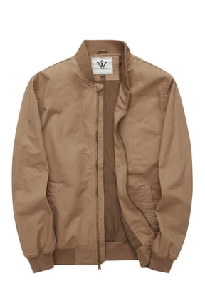 Men's Work Fall Jacket Utility Cotton Coat Windproof Bomber Workwear Khaki L