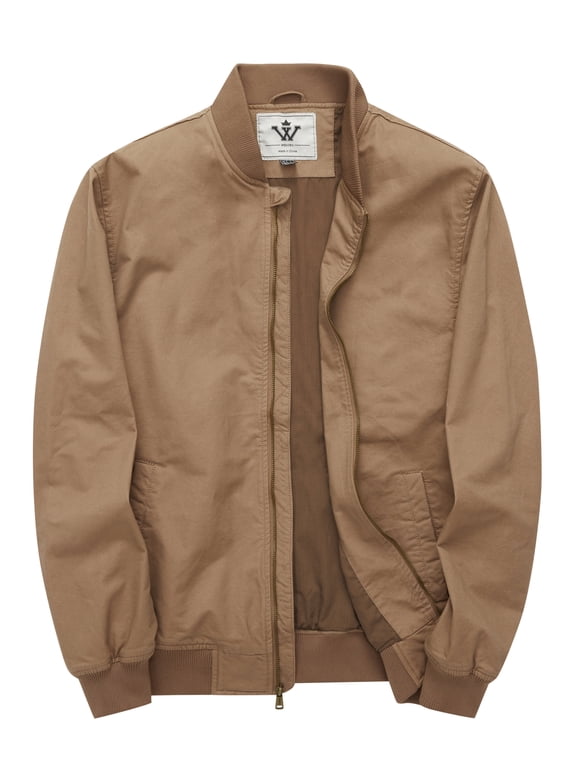 Men's Work Fall Jacket Utility Cotton Coat Windproof Bomber Workwear Khaki L