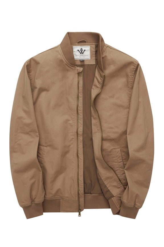 Men's Fall Bomber Coat Lightweight Jacket Long Sleeve Flight Casual Outerwear Khaki M