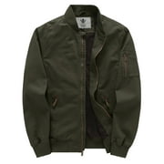 WenVen Men's Bomber Jacket Long Sleeve Canvas Work Jacket Green L