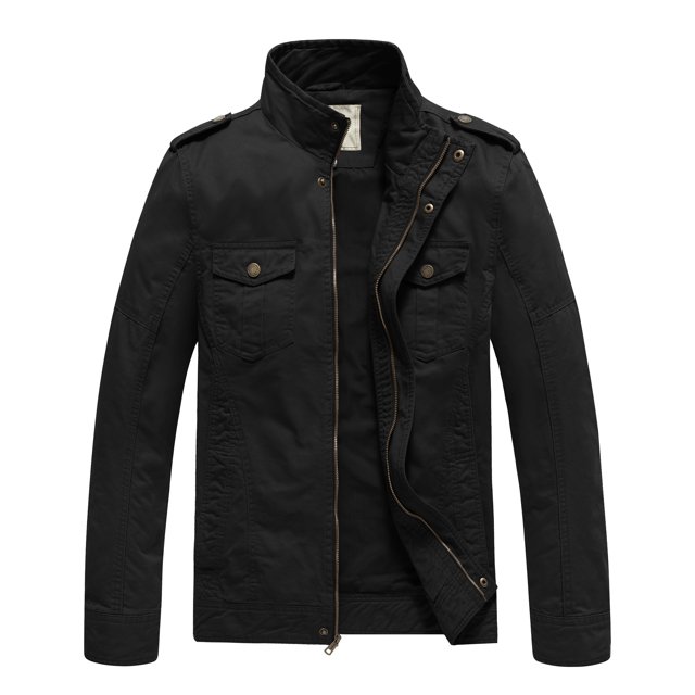 WenVen Men's Jacket Lightweight Cotton Military Jacket Canvas Jacket