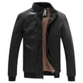 thumbnail image 1 of WenVen Men's Leather Jacket Fleece Lined Bomber Faux Leather Jacket Black M, 1 of 8