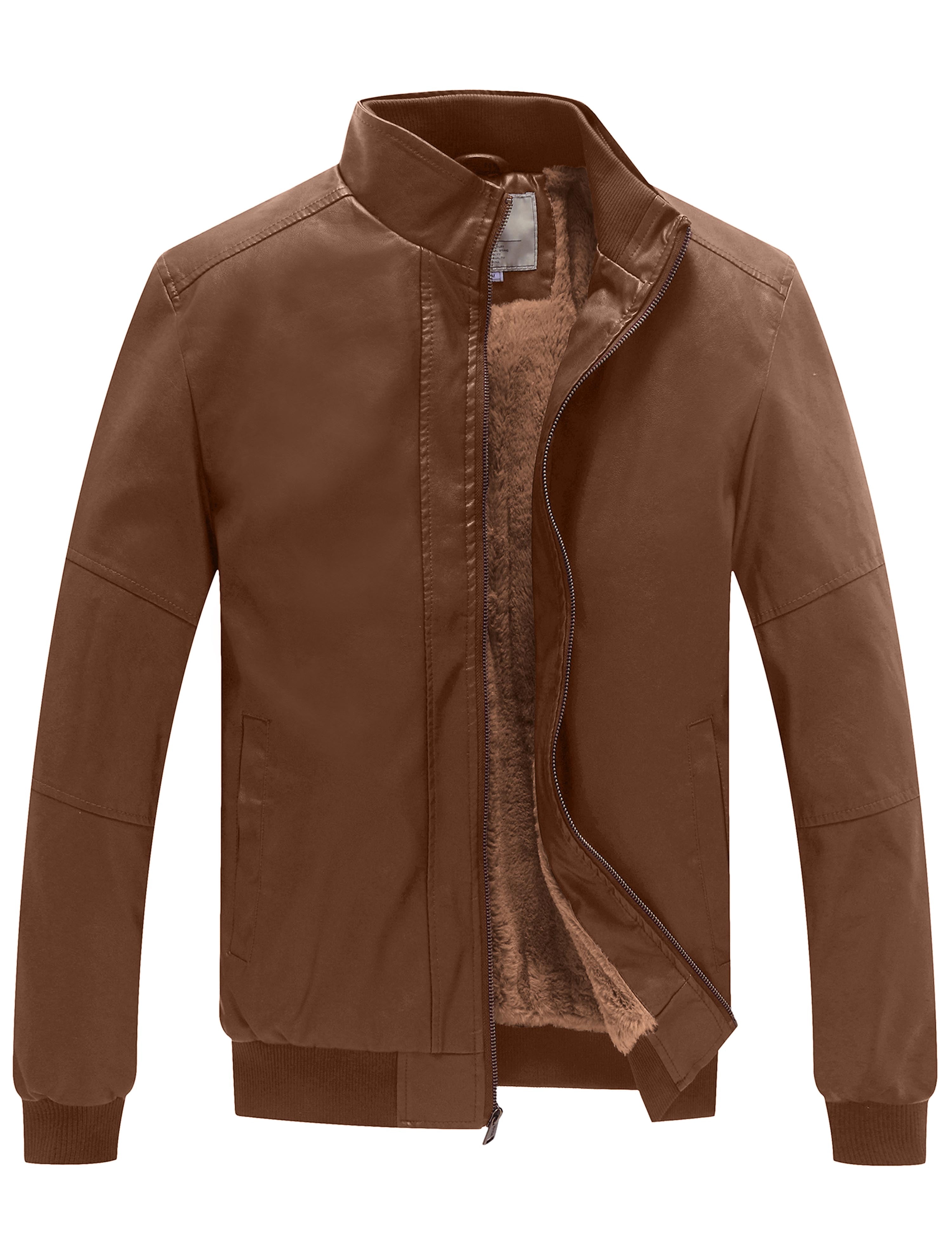 Fleece Padded Leather Coat