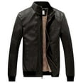 thumbnail image 1 of WenVen Men's Leather Jacket Fleece Lined Bomber Faux Leather Jacket Gray 4XL, 1 of 7