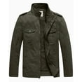 thumbnail image 1 of WenVen Men's Spring Lightweight Cotton Jacket Long Sleeve Utility Work Jacket Green L, 1 of 8