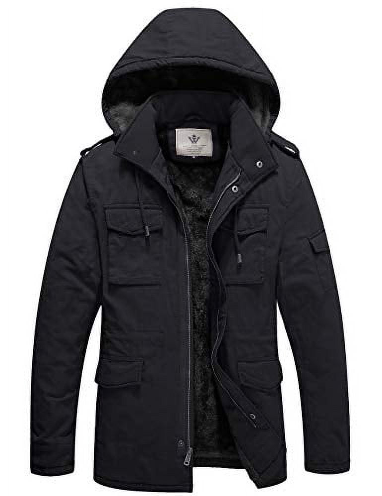 WenVen Men's Winter Coat Hooded Puffer Coat Warm Outerwear Jacket with Hood Grey L
