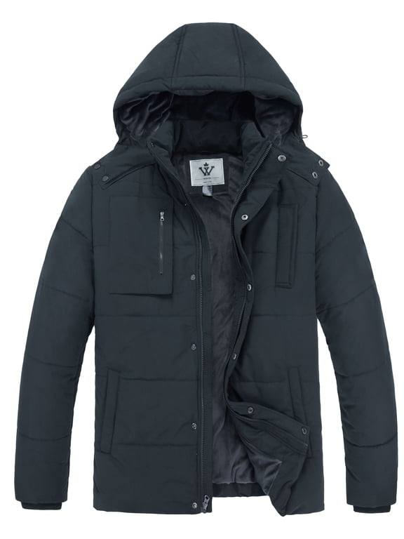 Men's Winter Coat Hooded Puffer Jacket Waterproof Insulated Jacket Charcoal XL