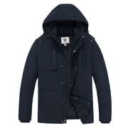 Men's Winter Coat Puffer Jacket Thicken Hooded Waterproof Coat Blue L