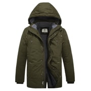 WenVen Mens Winter Coat Warm Puffer Jacket Windproof Parka with Detachable Hood Green S