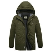 WenVen Men's Winter Jacket Winter Puffer Coat Hooded Thicken Puffer Coat Green M