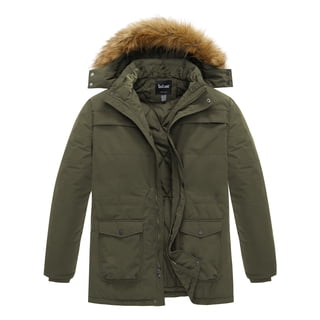 Soularge Men's Big and Tall Warm Jacket Winter Coat Waterproof Hoodie Puffy Parka Army Green 3X