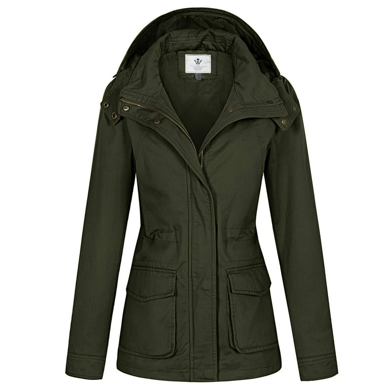 WenVen Women s Lightweight Anorak Jacket Long Sleeve Hooded Utility Jacket Green XL Walmart