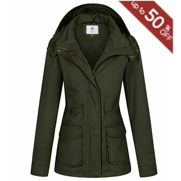 WenVen Women's Spring Anorak Jacket, Lightweight Long Sleeve Hooded Coat Green S