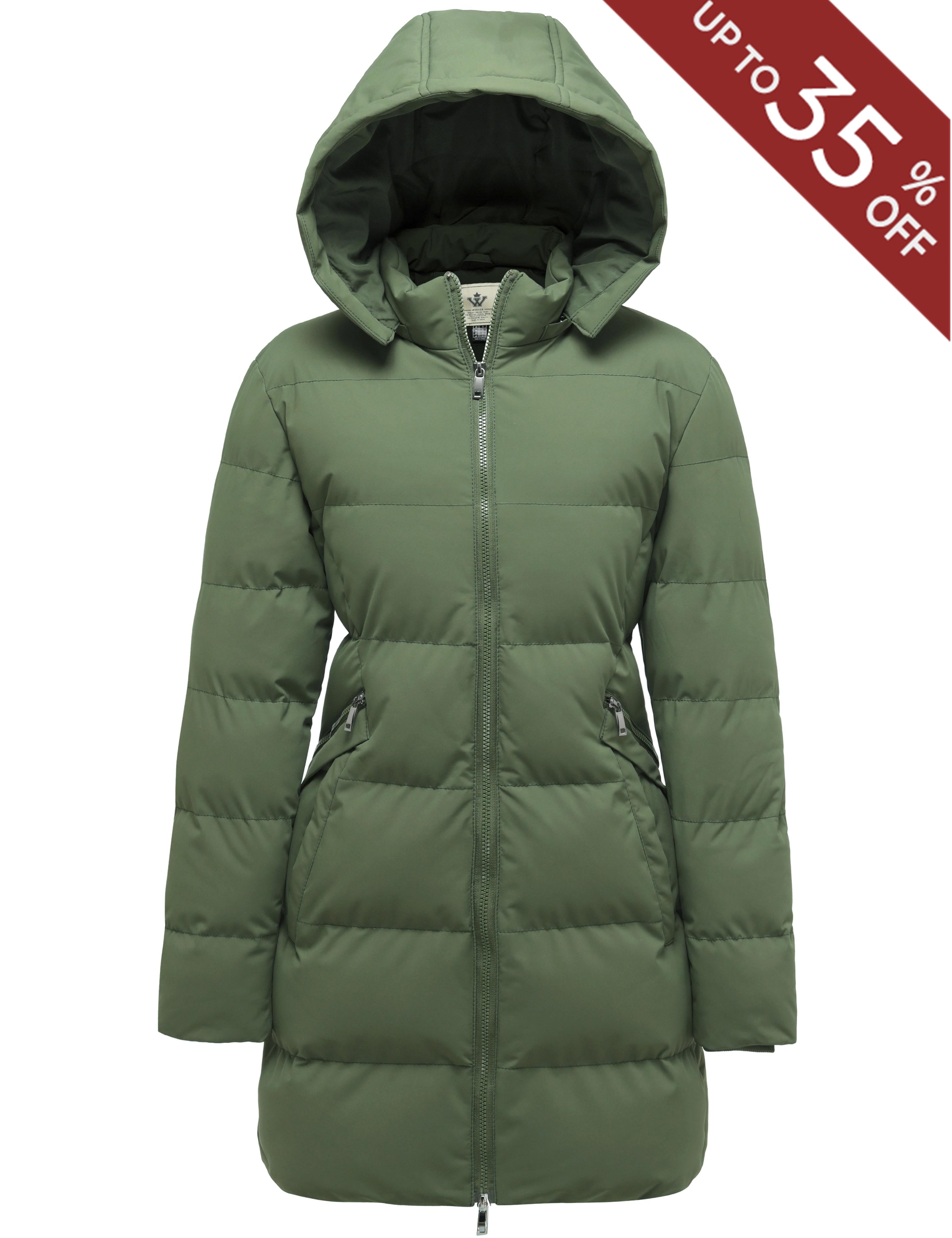 WenVen Women's Long Winter Puffer Coat, Warm Waterproof Jacket with ...
