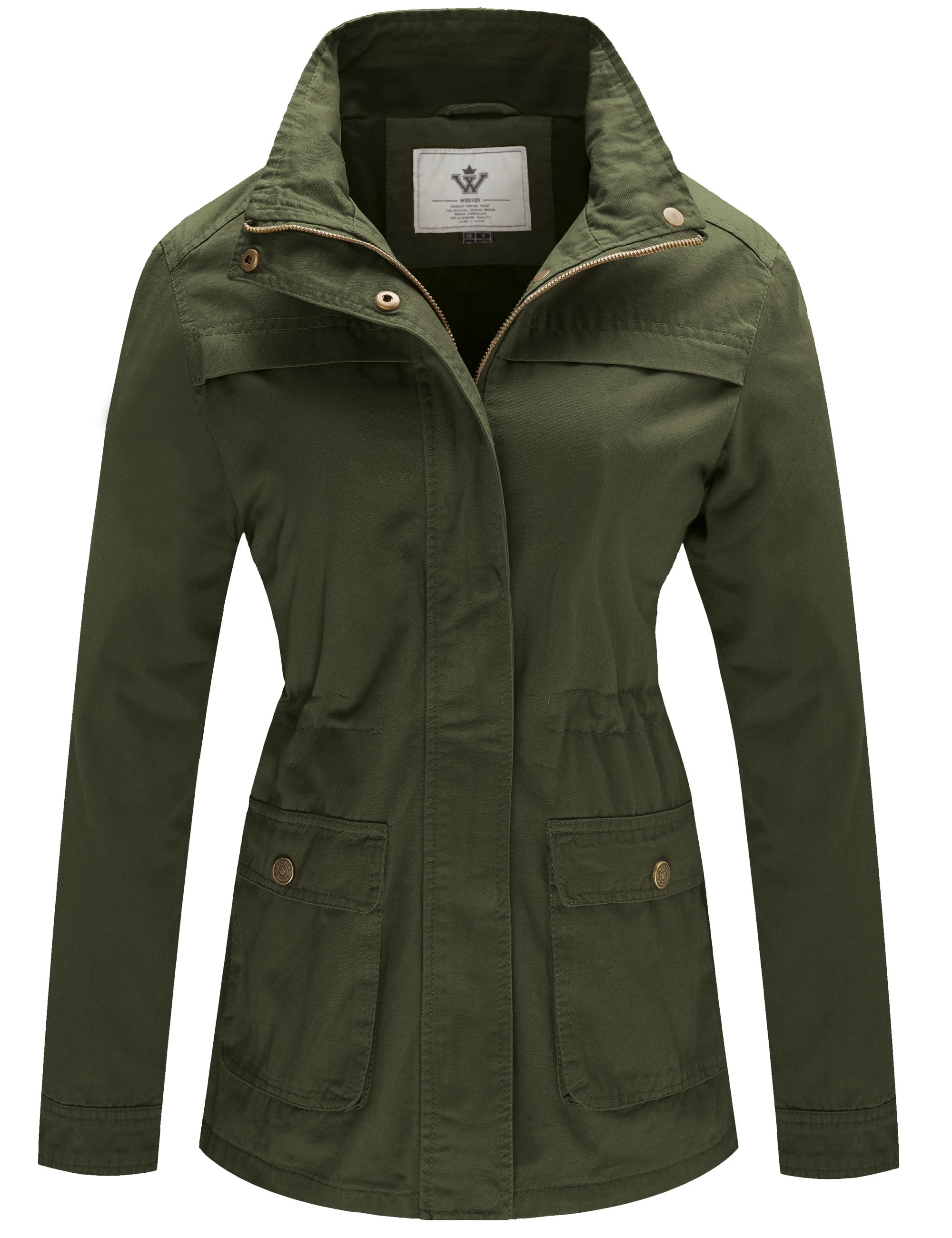 Free Shipping WenVen Women s Cotton Anorak Lightweight Utility Coat Green M Walmart