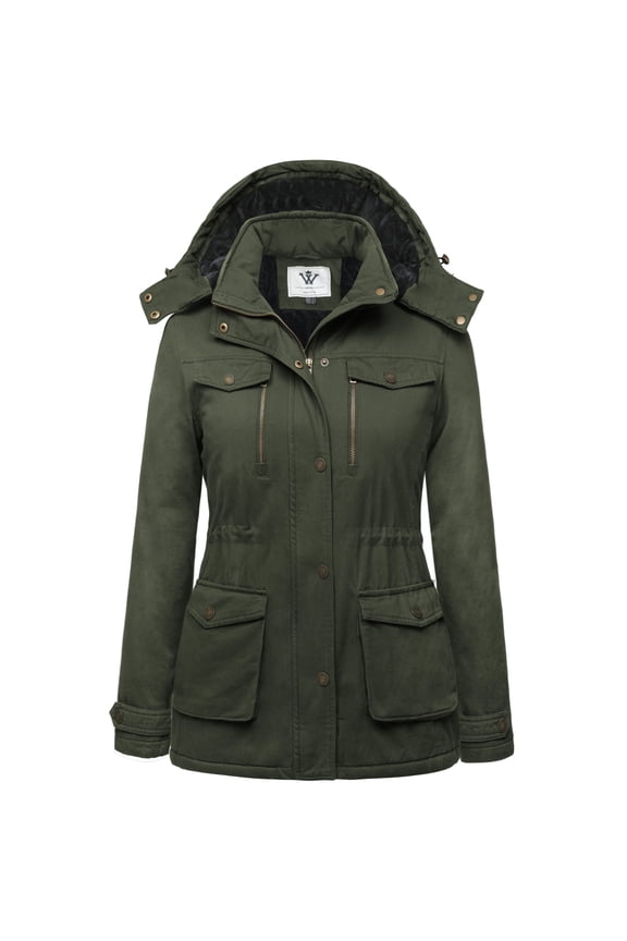 Women's Plus Size Puffer Jacket Quilted Winter Coat Warm Hooded Winter Jacket Green 3XL