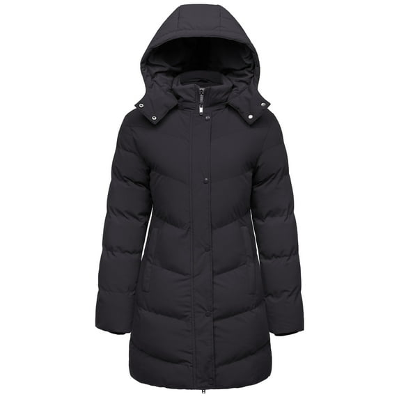 WenVen Women's Plus Size Puffer Jacket Warm Winter Coat Hooded Winter Jacket Charcoal 3XL