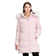 Women's Plus Size Winter Coat Waterproof Puffer Jacket Warm Outerwear with Hood Pink 4XL