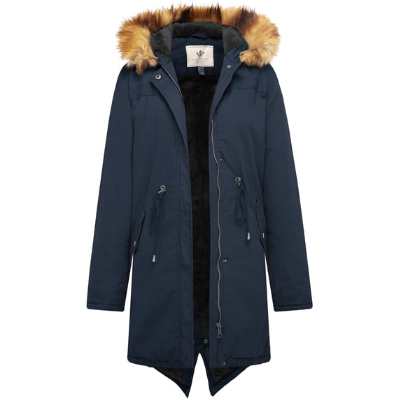 WenVen Women's Puffer Jacket Hooded Winter Coat Warm Windproof Outerwear Coat Navy S