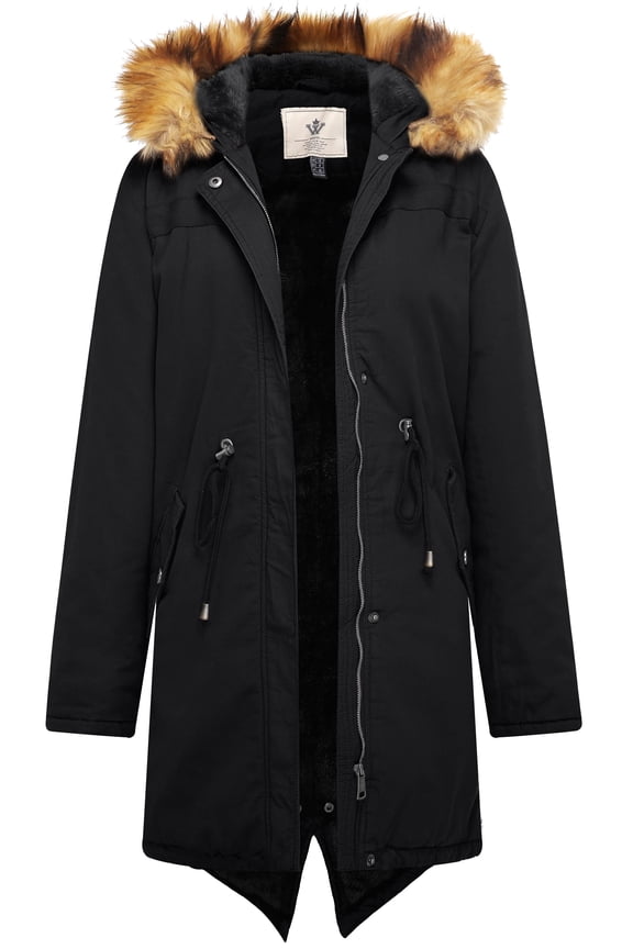 Women's Puffer Jacket Hooded Winter Coat Warm Windproof Quilted Coat Black 2XL