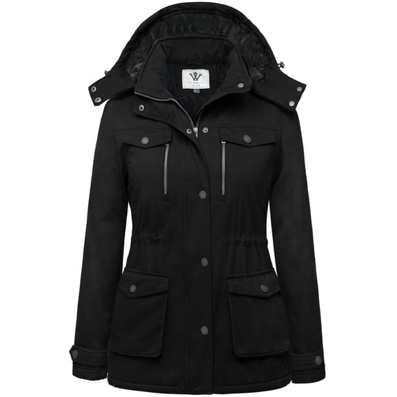 WenVen Women's Puffer Jacket Quilted Winter Coat Warm Hooded Winter Jacket Black XL