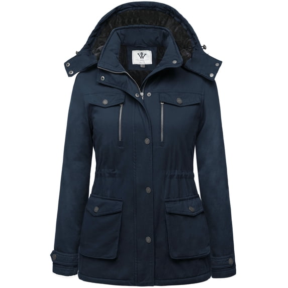 WenVen Women's Puffer Jacket Quilted Winter Coat Warm Hooded Winter Jacket Blue XL