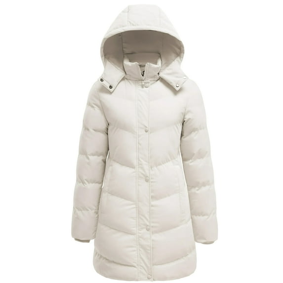 WenVen Women's Puffer Jacket Warm Winter Coat Waterproof Winter Coat Beige XL
