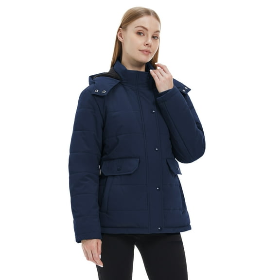 WenVen Women's Recycled Padded Jacket Insulated Puffer Jacket Windproof Winter Bubble Coat Blue XL