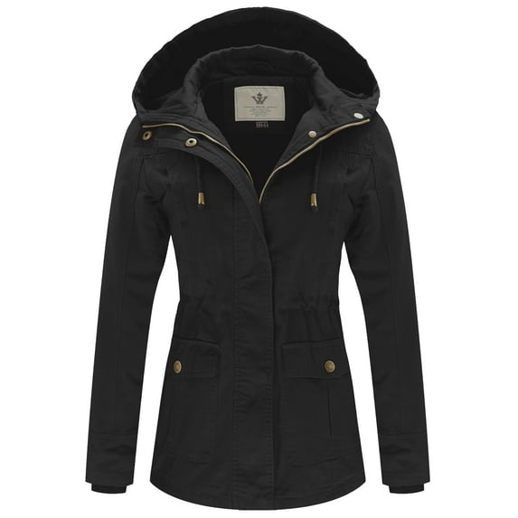 WenVen Women's Spring Anorak Jacket Lightweight Long Sleeve Hooded Coat Black S