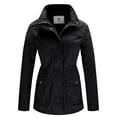 thumbnail image 1 of WenVen Women's Spring Cotton Anorak Jacket Light Long Sleeve Utility Coat Black XL, 1 of 9