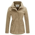 thumbnail image 1 of WenVen Women's Spring Cotton Anorak Jacket Light Long Sleeve Utility Coat Khaki L, 1 of 9