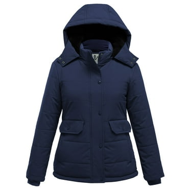 WenVen Women's Thicken Puffer Jacket Quilted Winter Jacket Windproof Winter Puffer Coat Blue L