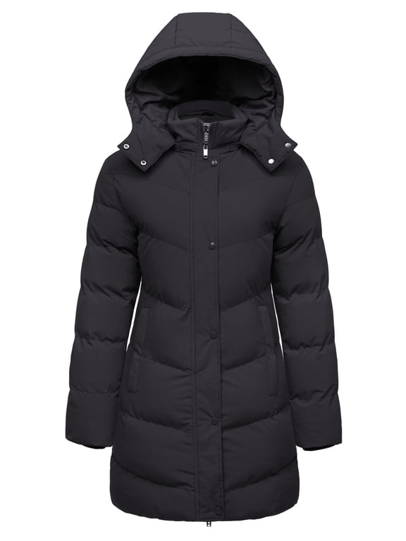 Women's Winter Coat Warm Puffer Jacket Hooded Winter Jacket with Hood Charcoal L