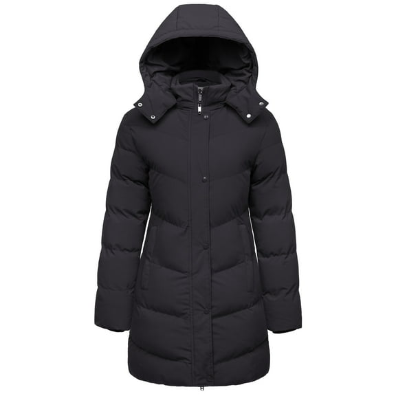 WenVen Women's Winter Coat Warm Puffer Jacket Hooded Winter Jacket with Hood Charcoal XL