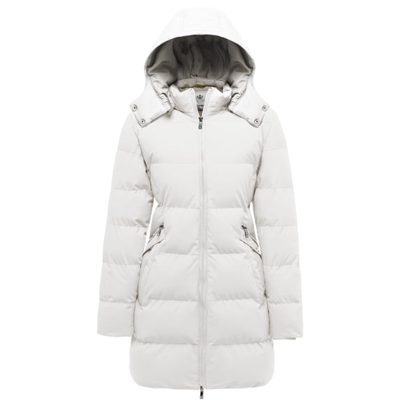WenVen Women's Winter Coat Warm Puffer Jacket Outerwear Jackets with Hood White 2XL