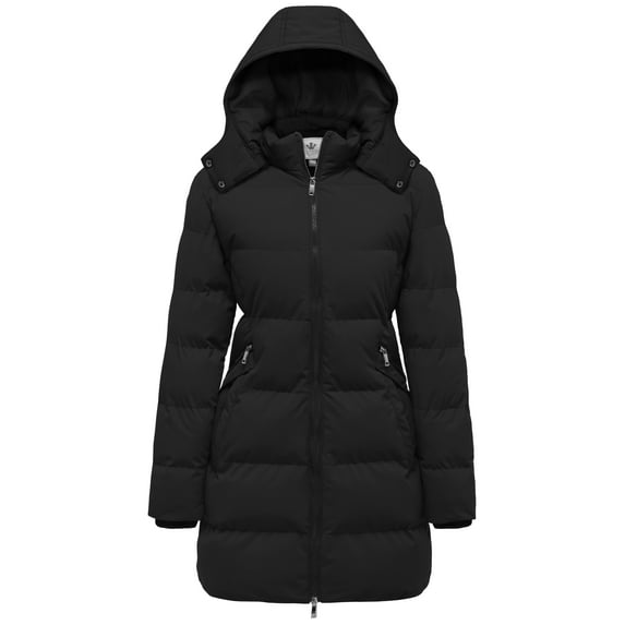 WenVen Women's Winter Coat Warm Puffer Jacket Windproof Puffer Coat Black L